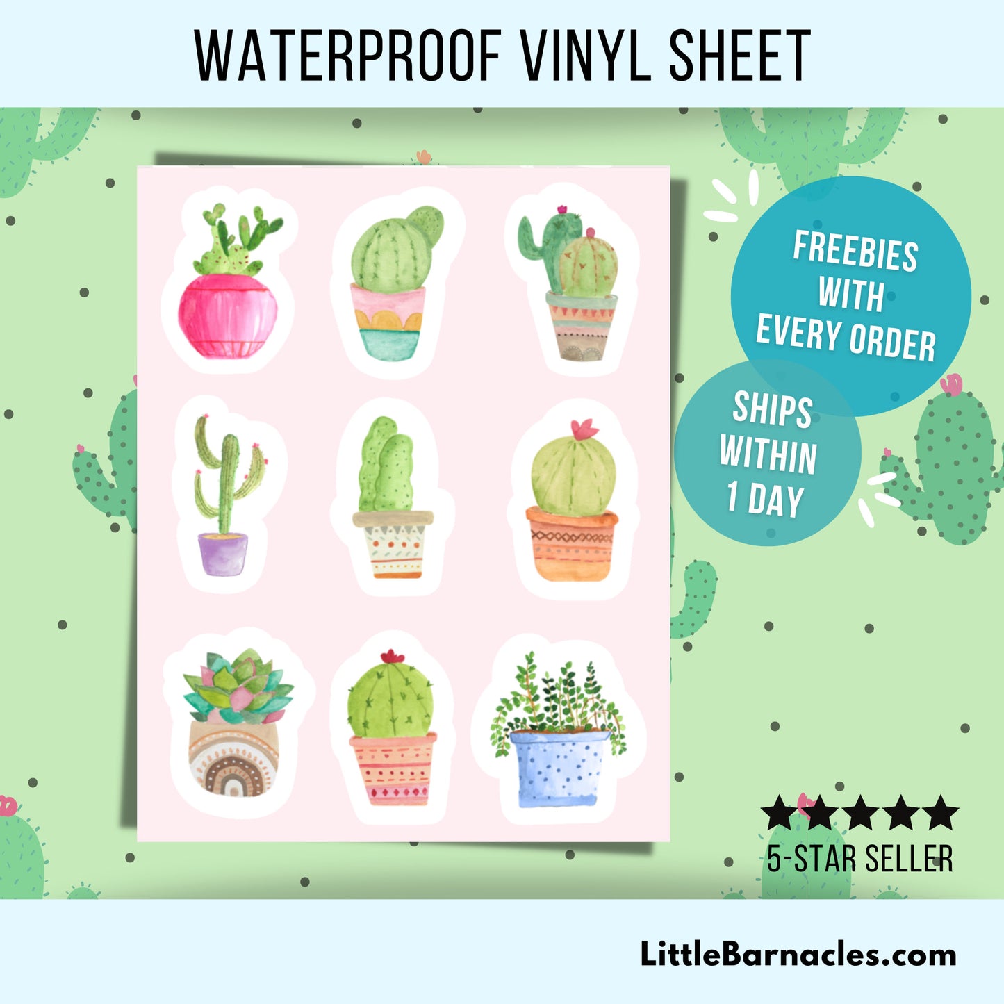 Mini Succulent Sticker Sheet Desert Cactus Botanical Plant Sticker