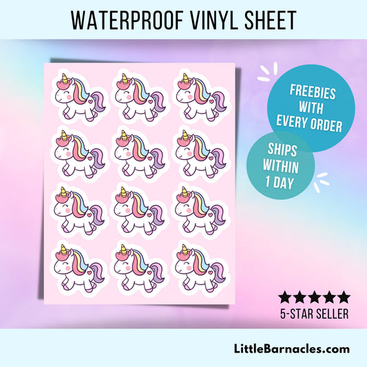 Mini Unicorn Sticker Sheet Cute Rainbow Small Sticker