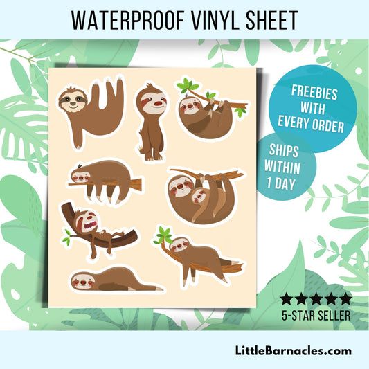 Mini Sloth Sticker Sheet Cute Animal Small Sticker