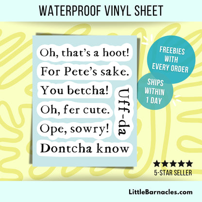 Funny Midwest Sticker Sheet • Waterproof Vinyl Ope Stickers • Cute Midwestern Humor Decals • Small Laptop Water Bottle Planner Sticker