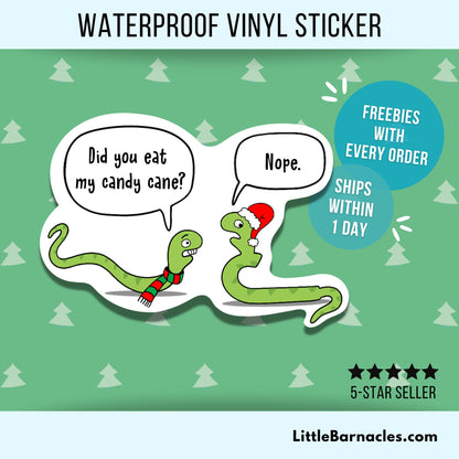 Christmas Candy Cane Sticker Holiday Cartoon Sticker