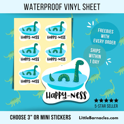 Mini Loch Ness Monster Sticker Sheet • Waterproof Vinyl Nessie Stickers • Cute Cryptid Decals • Laptop Water Bottle Stickers