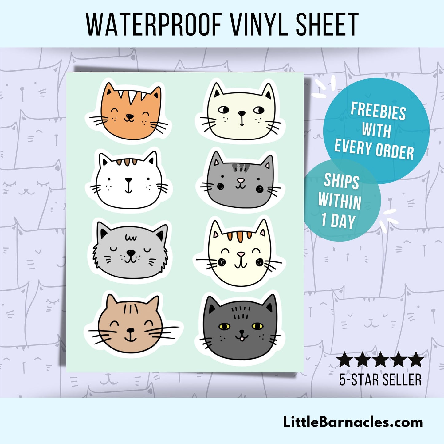 Mini Multi Cat Sticker Sheet Cat Lover Kitten Sticker