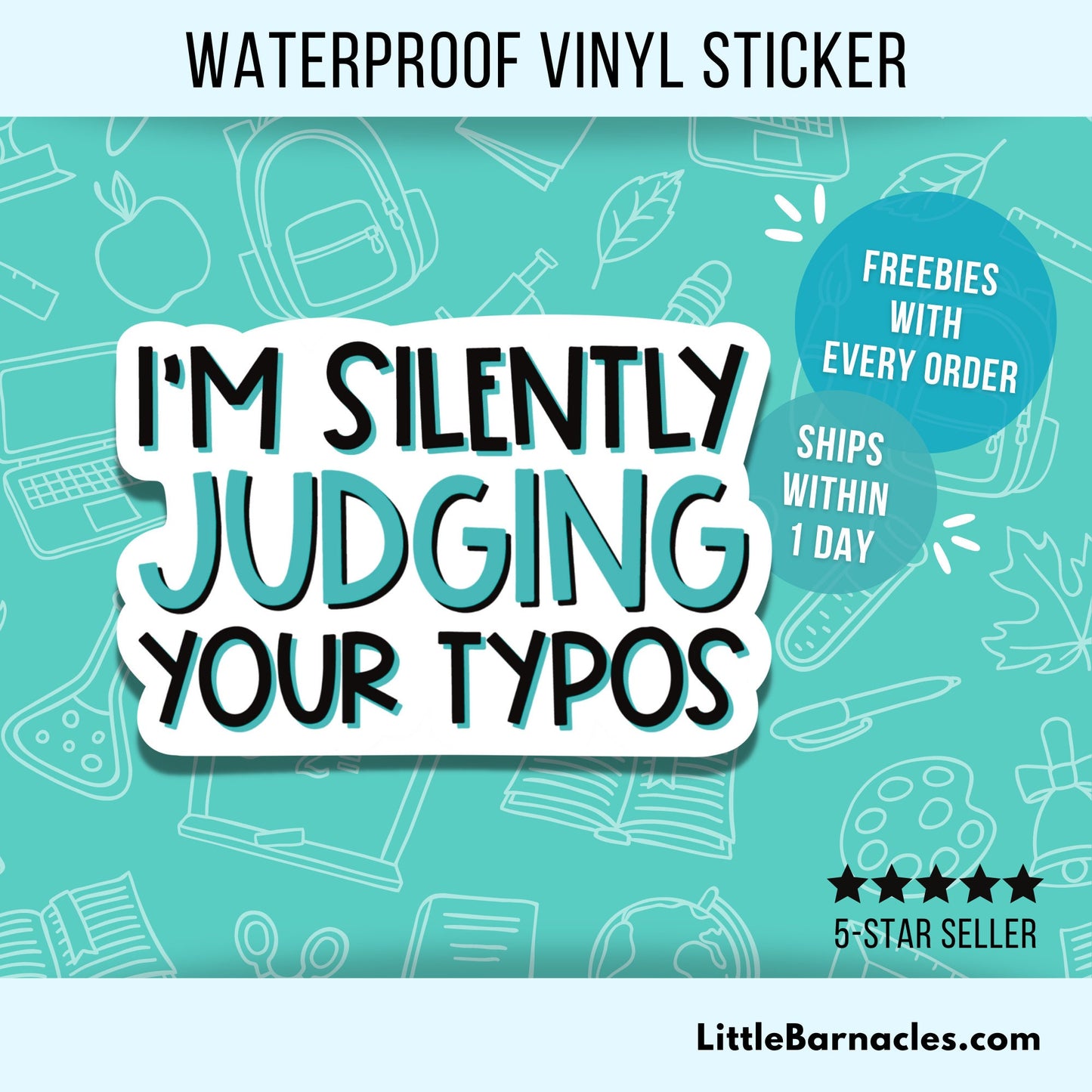 Judging Your Typos Sticker Teacher Funny Grammar Sticker