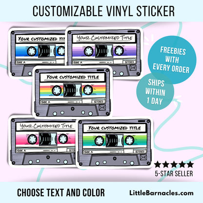 Custom Mixtape Sticker • Personalized Retro Cassette Decal • Waterproof Vinyl Sticker • Vintage Music Gift • 80s 90s Aesthetic