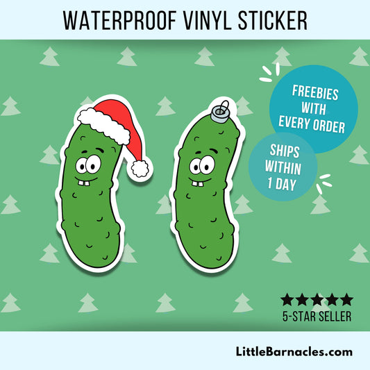 Christmas Pickle Sticker Cartoon Gift Tag r Funny Christmas Sticker