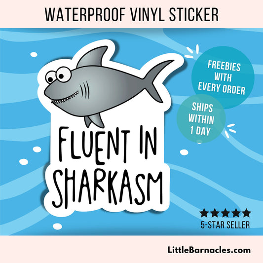 Fluent In Sharkasm Whale Sticker Sarcastic Whale