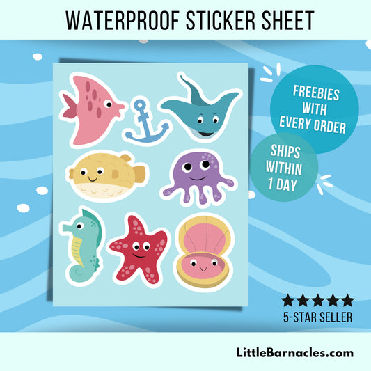 Mini Sea Animal Sticker Sheet Cute Aquarium Fish Small Sticker