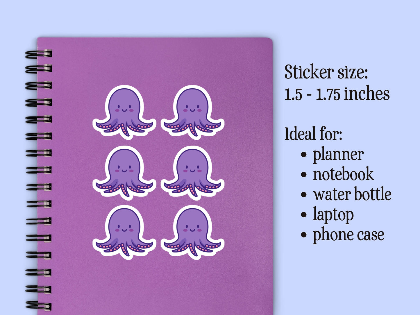 Mini Purple Octopus Sticker Cute Small Sticker