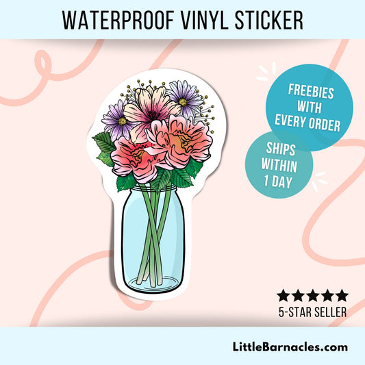 Mason Jar Flower Sticker Cute Floral Sticker