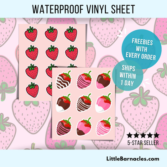 Mini Strawberry Sticker Sheet Chocolate Strawberry Fruit Sticker