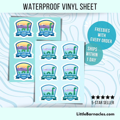 Loch Ness Monster Sticker Sheet • Waterproof Vinyl Cryptid Stickers • Cute Nessie Decals • Mythical Creature Gift • Laptop Water Bottle