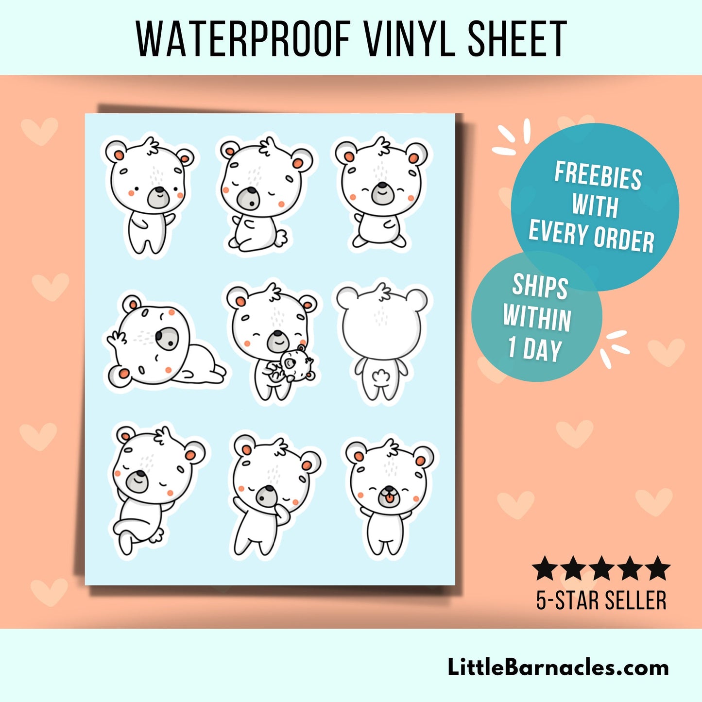 Mini Koala Bear Sticker Sheet Cute Teddy Bear Small Sticker