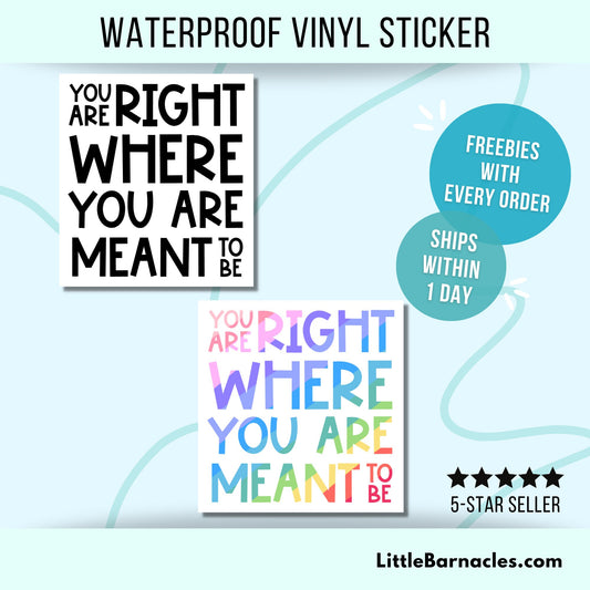 You Are Right Where You Are Meant To Be Sticker Motivational Inspirational