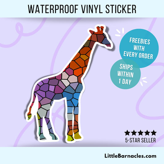 Stained Glass Giraffe Sticker Mosaic Animal Sticker