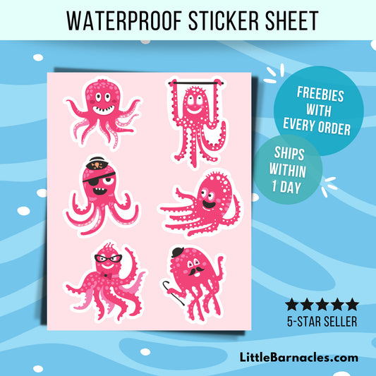 Mini Pink Octopus Sticker Cute Small Sticker