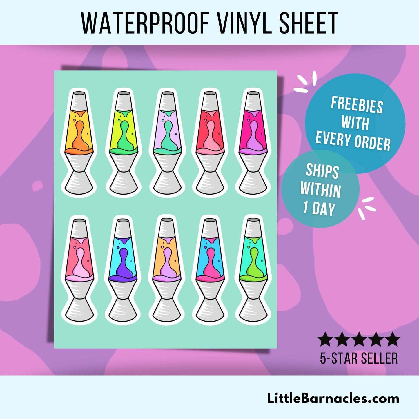 Mini Lava Lamp Sticker Sheet Retro 60 Nostalgia Small Sticker