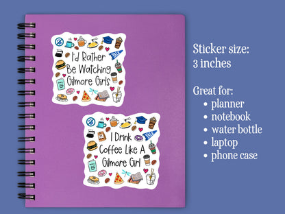 Gilmore Girls Inspired Sticker Set • Waterproof Vinyl Decals • Cute TV Show Stickers • Coffee Lover Fandom Gift • Laptop Water Bottle