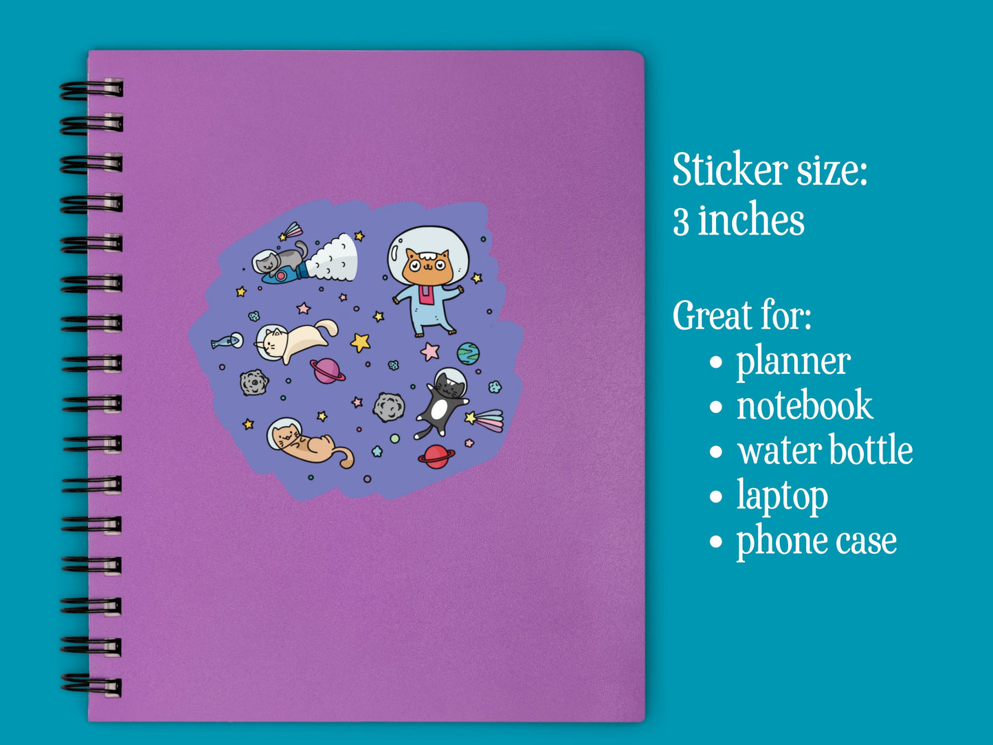 Space Cats Sticker Cute Kitty Decal