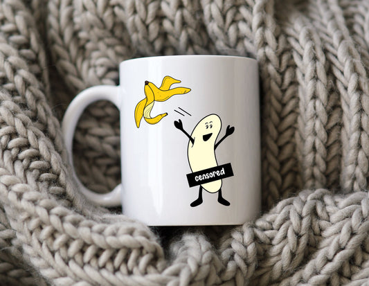 Naked Banana Censored Mug Funny Coffee Cup Cartoon Banana Adult Humor
