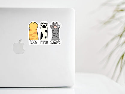 Rock Paper Scissors Cat Paw Sticker • Funny Cat Humor Decal • Waterproof Vinyl Cat Lover Sticker • Cute Pet Meme Laptop Decal