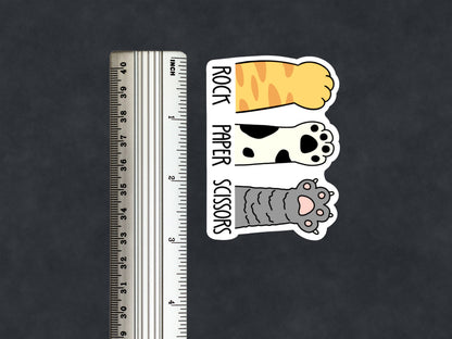 Rock Paper Scissors Cat Paw Sticker • Funny Cat Humor Decal • Waterproof Vinyl Cat Lover Sticker • Cute Pet Meme Laptop Decal