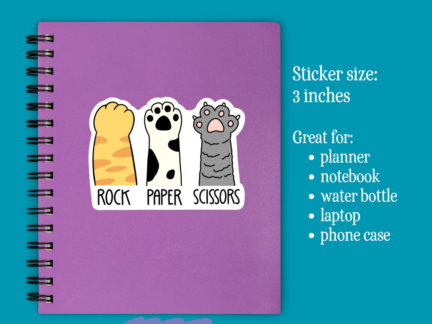 Rock Paper Scissors Cat Sticker Funny Cat Sticker